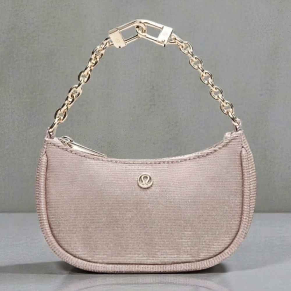 NEW Lululemon City Essentials Nano Shoulder Bag Glitter Pink Champagne/Muse/Gold